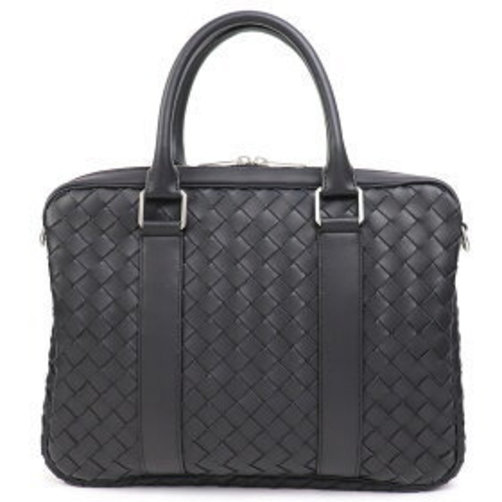 Bottega Veneta Intrecciato Briefcase Black Calfskin Shoulder Business Bag BV